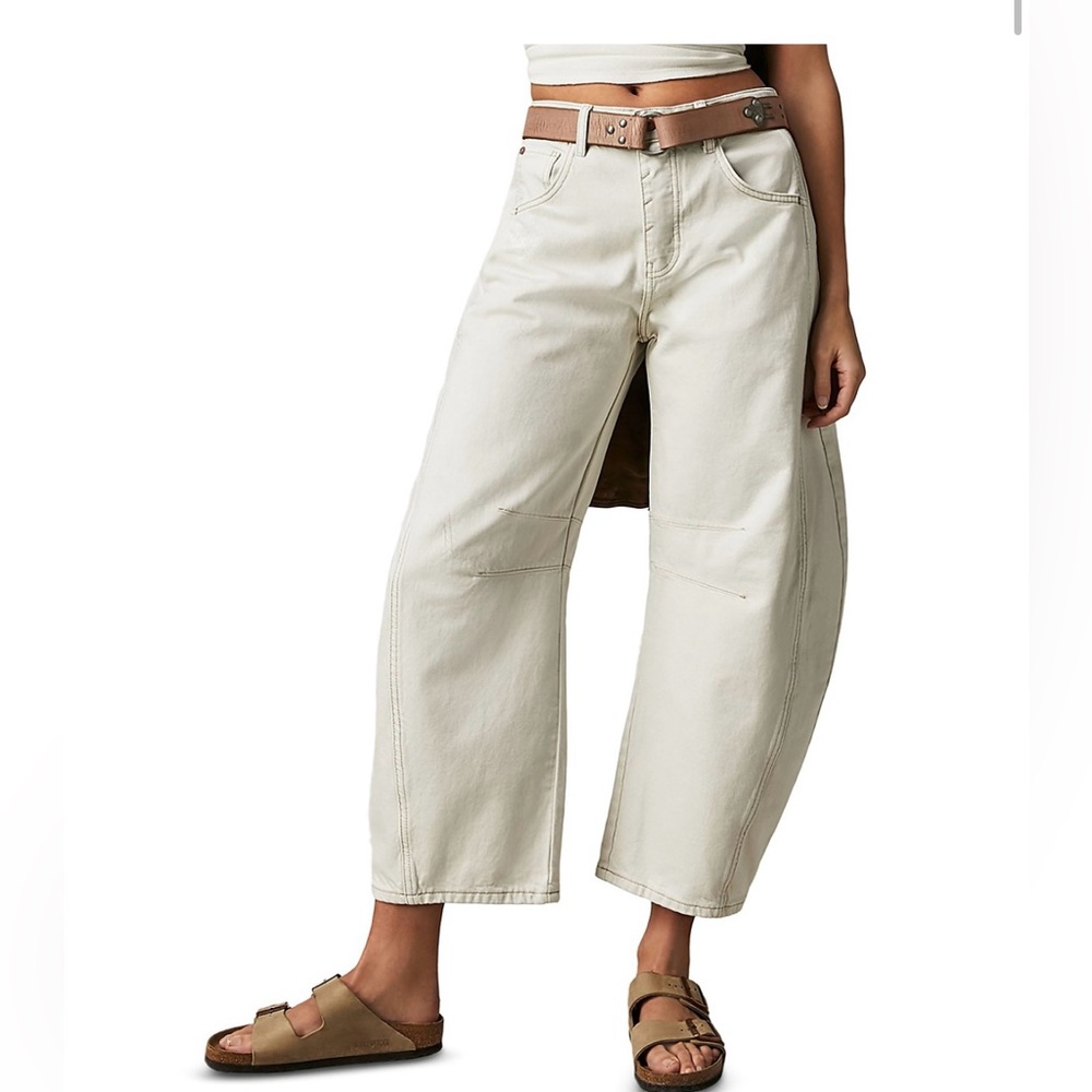 Free People barrel jeans cream NWT